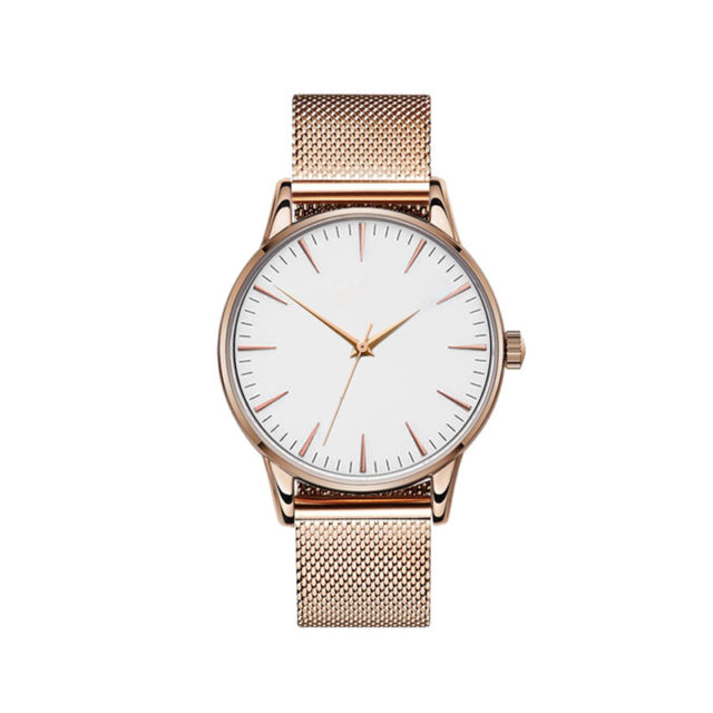 all rose gold steel mesh strap white dial classic watch