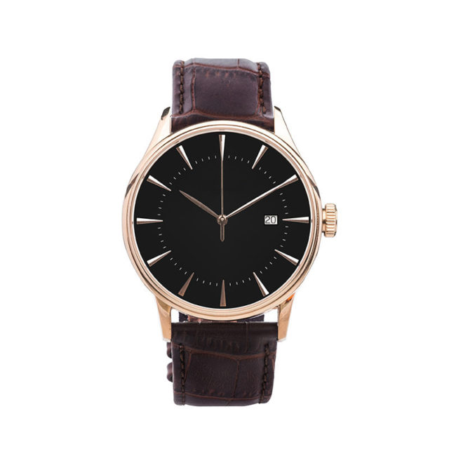 rose gold case crocodile brown leahter strap watch