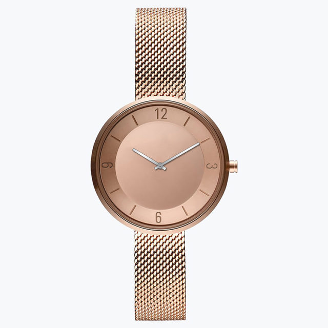 Roségoldgehäuse Roségold Stahlgitterarmband Roségold Uhr