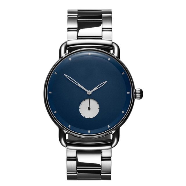 todo pulsera de metal plateado mar azul reloj de cara