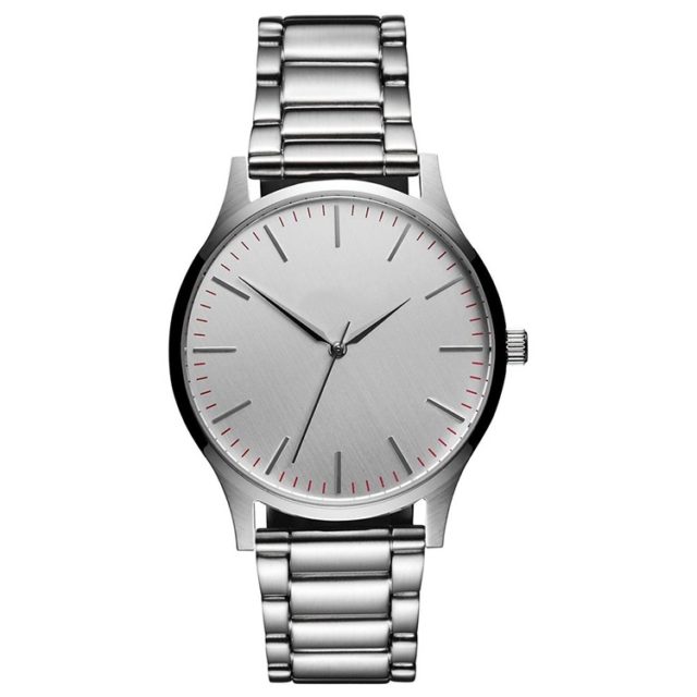 all silver metal bracelet band watch