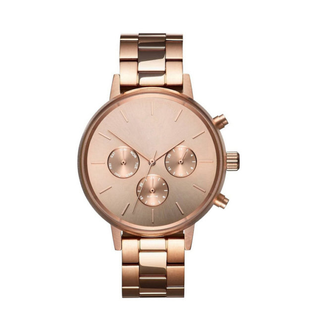 Alle Roségold Stahl Armband Dame Chronograph Uhr