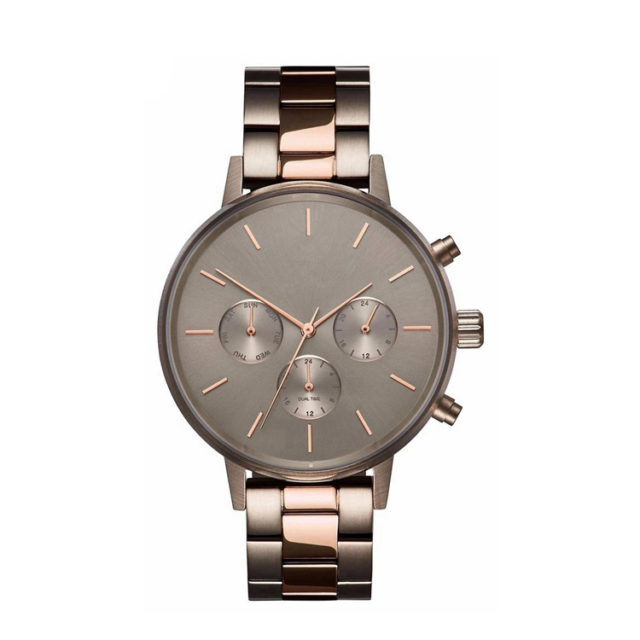 all champagne stee bracelet rose gold hands watch