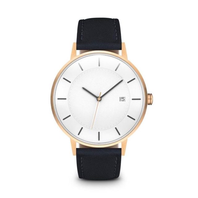 rosegold case dark blue watch