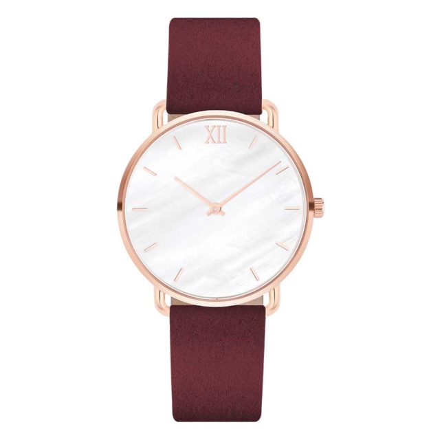 rosegold red leather strap