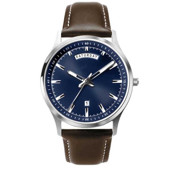 Navy blue day date watch