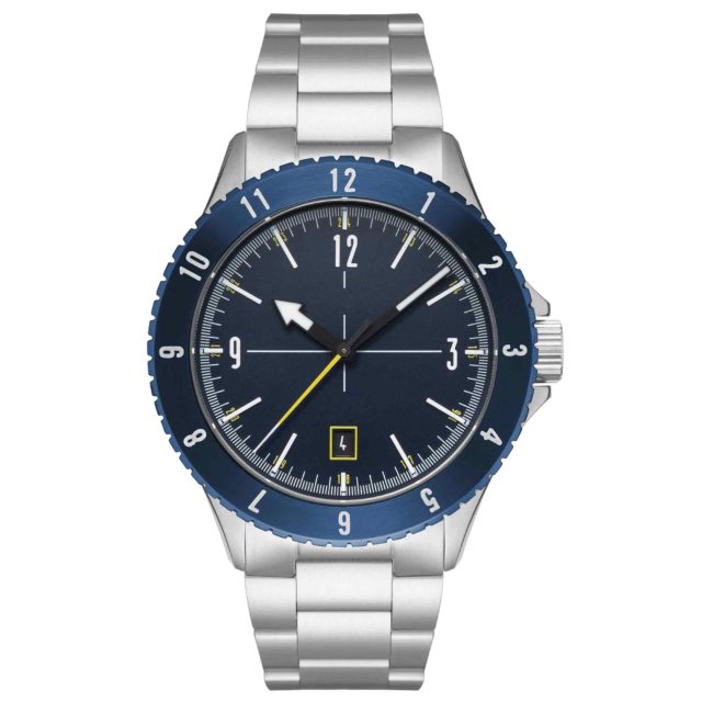 silver blue diver watch