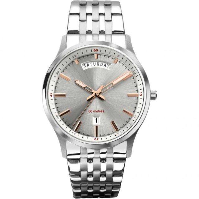 Silver day date watch