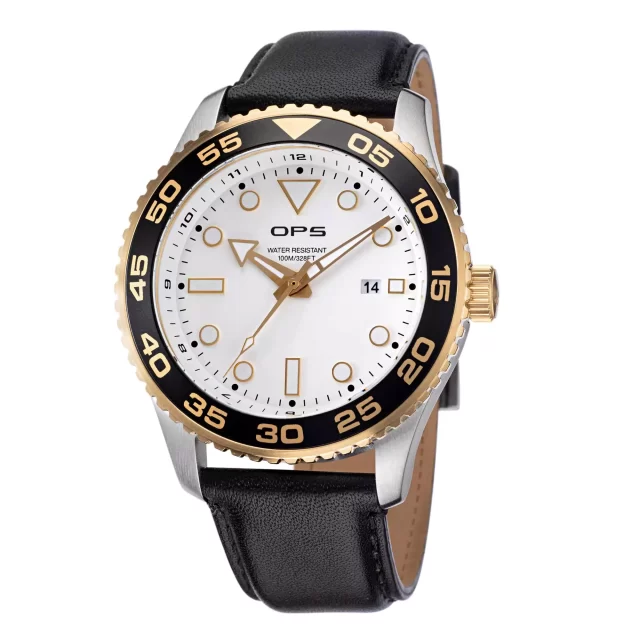 rosegold diver watch leather strap